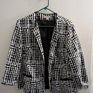 Roz & Ali XL Black and White Women's Tweed Blazer EUC Baddie Y2K Energy